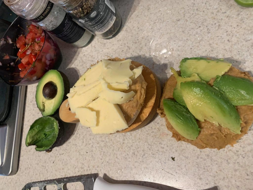 Bread-with-Beans-cheese-and-avocado